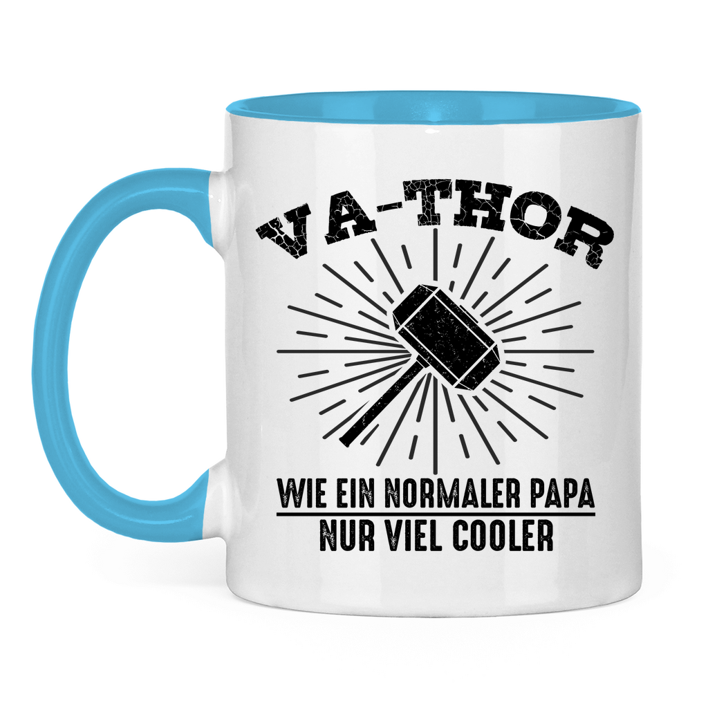 Va-Thor wie ein normaler Papa nur viel cooler - Tasse zweifarbig