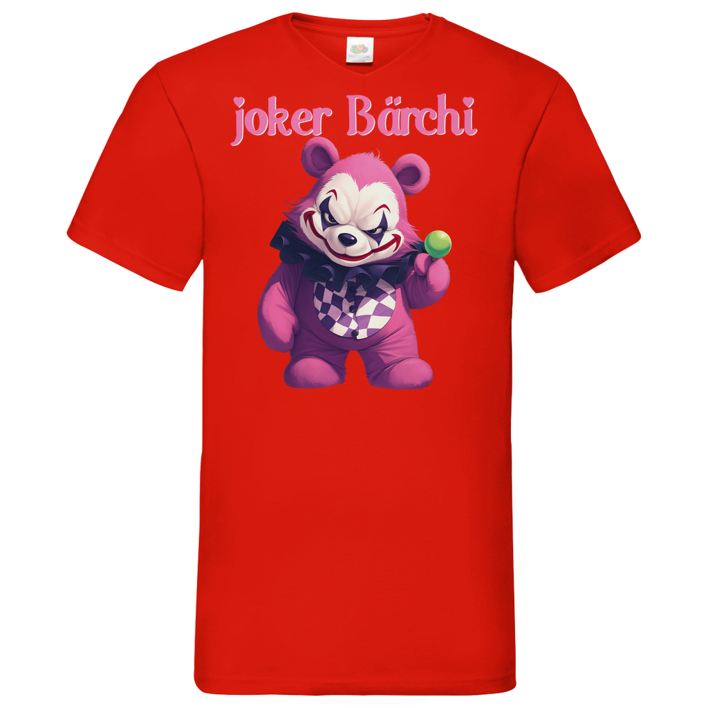 Joker Bärchi - Glücksbärchi - Herren V-Neck Shirt Red