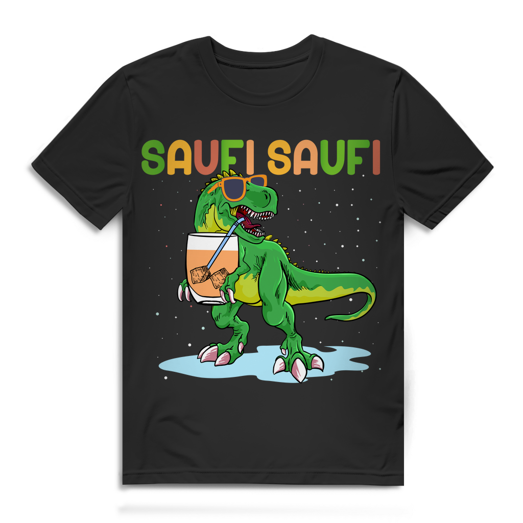 Saufi Saufi Shirt Herren Dinosaurier Fun Spruch T-Shirt Party Festival Outfit Black