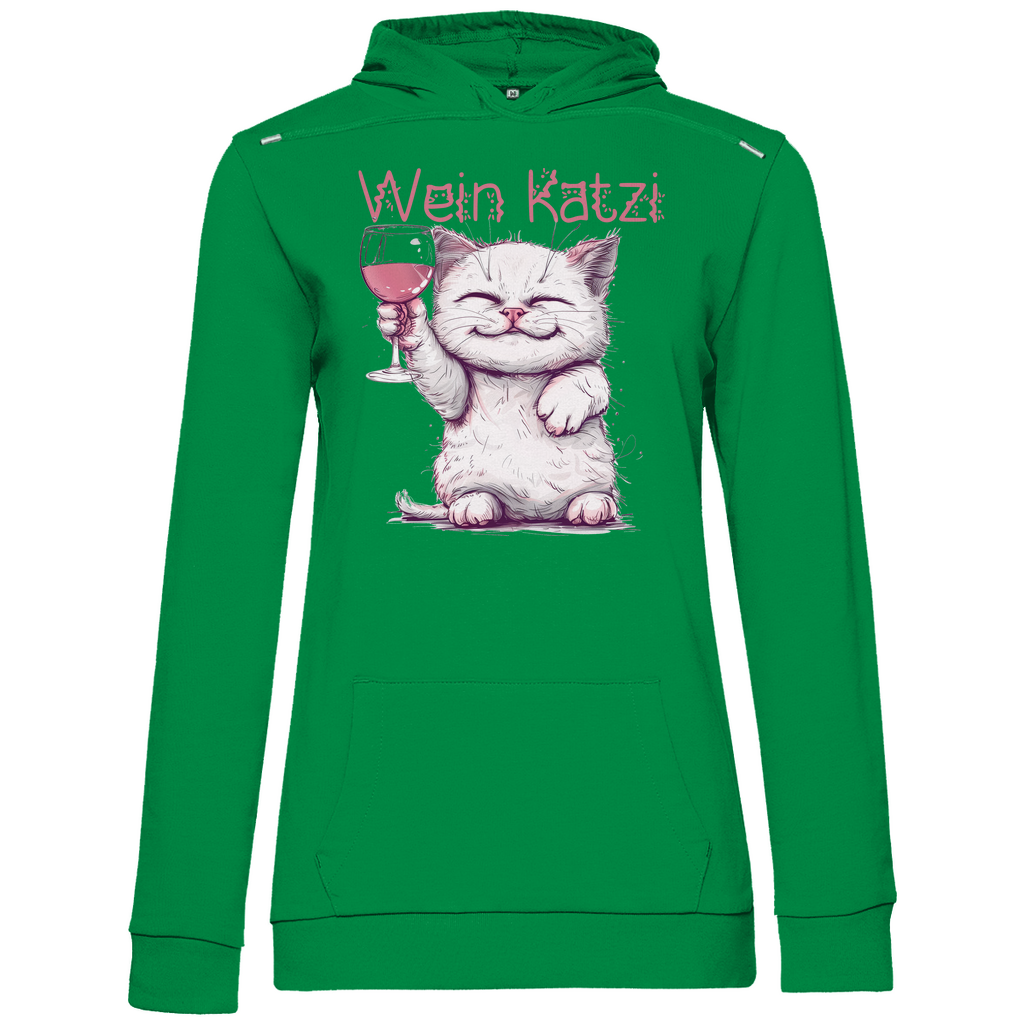 Wein Katzi Katze - Damen Hoodie Kelly Green