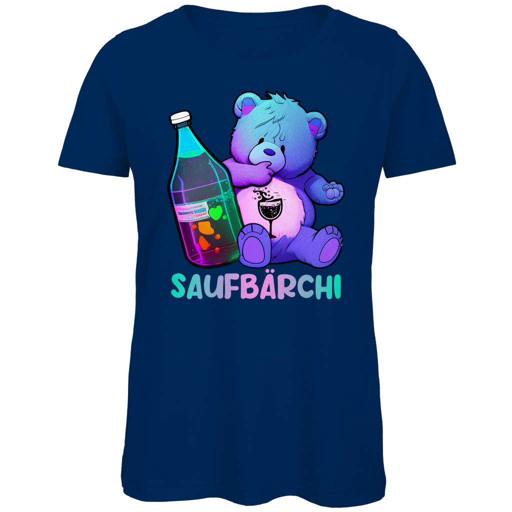 Saufbärchi - Glücksbärchi - Damen Premium Bio T-Shirt Navy