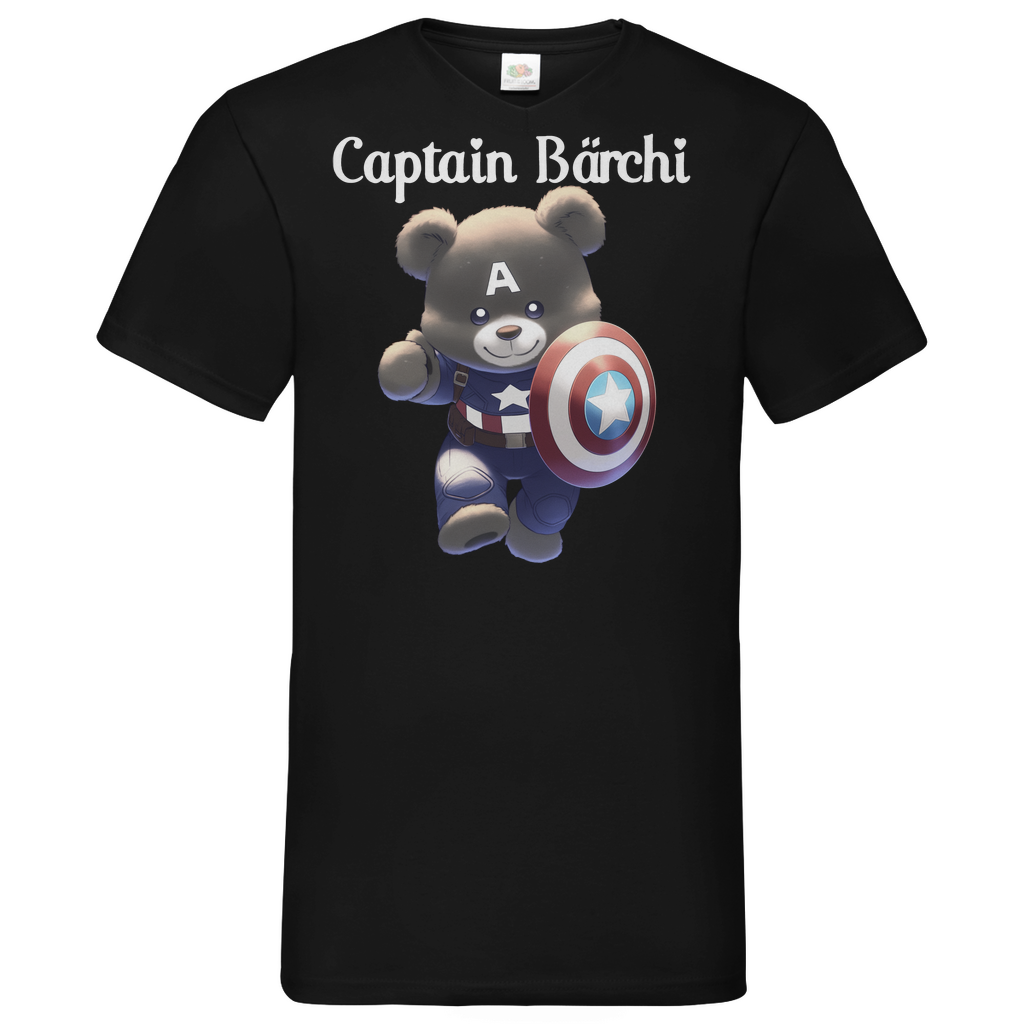 Captain Bärchi - Glücksbärchi - Herren V-Neck Shirt Black