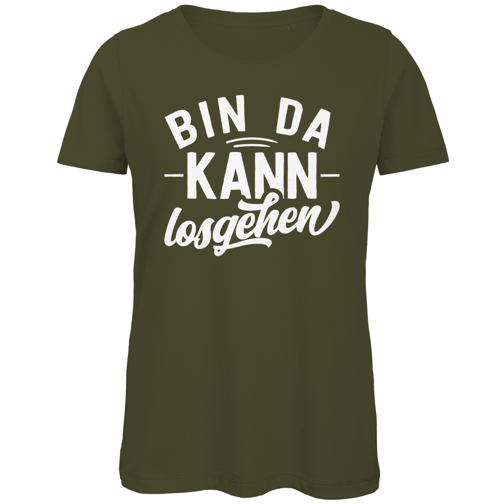 Bin da kann losgehen - Damen Premium Bio T-Shirt Khaki