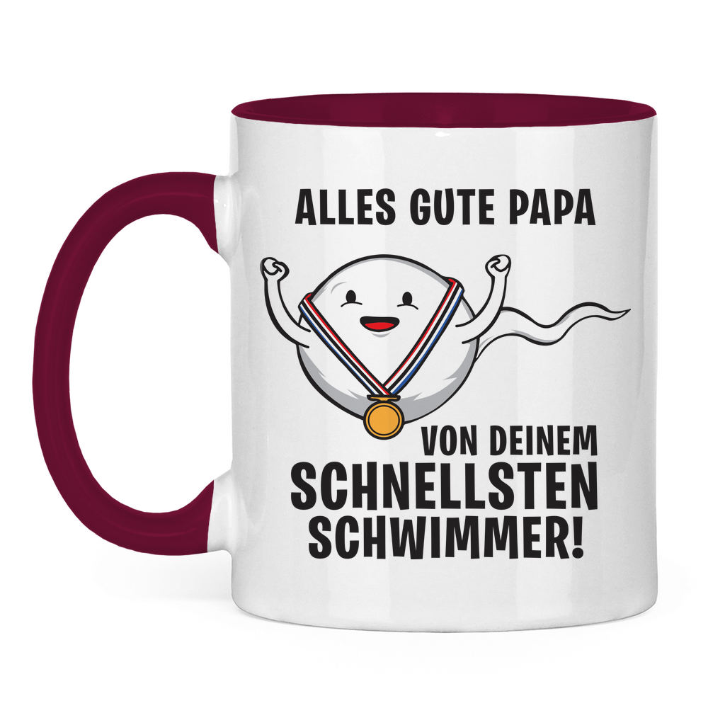 Alles gute Papa von deinem schnellsten Schwimmer! - Tasse zweifarbig Burgundy