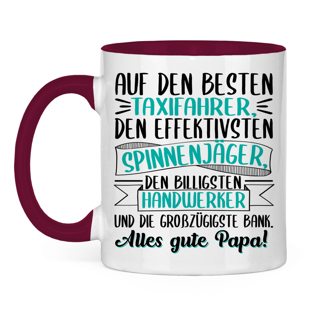 Auf den besten. Alles gute Papa! - Tasse zweifarbig Burgundy