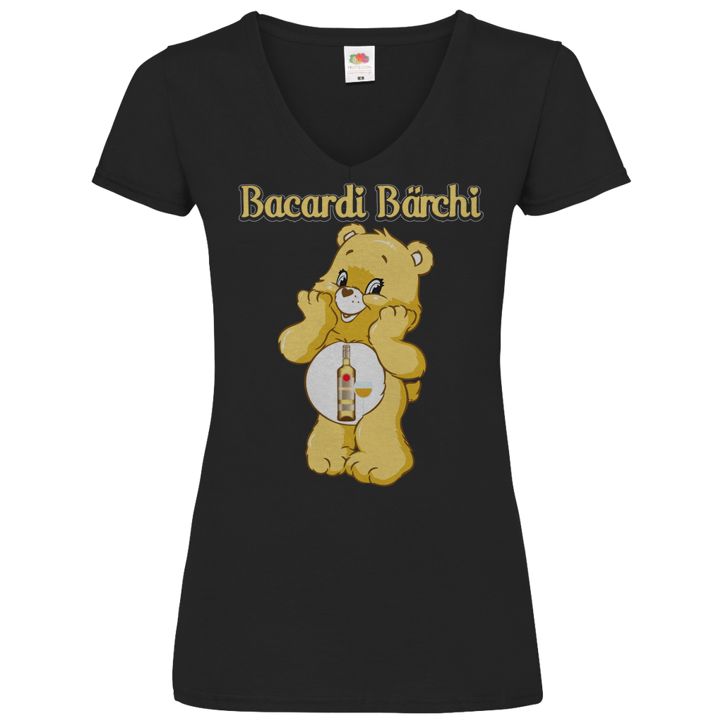 Bacardi Bärchi - Glücksbärchi - V-Neck Damenshirt Black