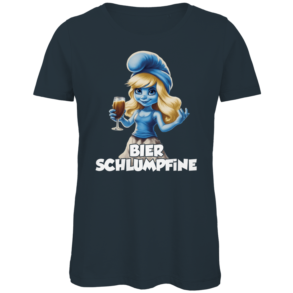 Bier Schlumpfine Grafik - Damen Premium Bio T-Shirt Dark Grey