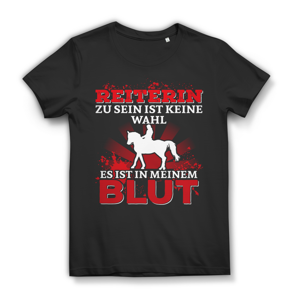 Reiterin Shirt Damen – Pferdeliebe im Blut – Geschenk für Pferdefans Black