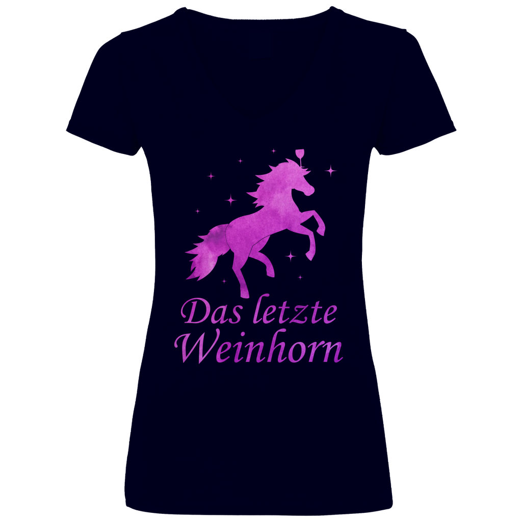 Das letzte Weinhorn - Prinzessin Aquarell - V-Neck Damenshirt Deep Navy