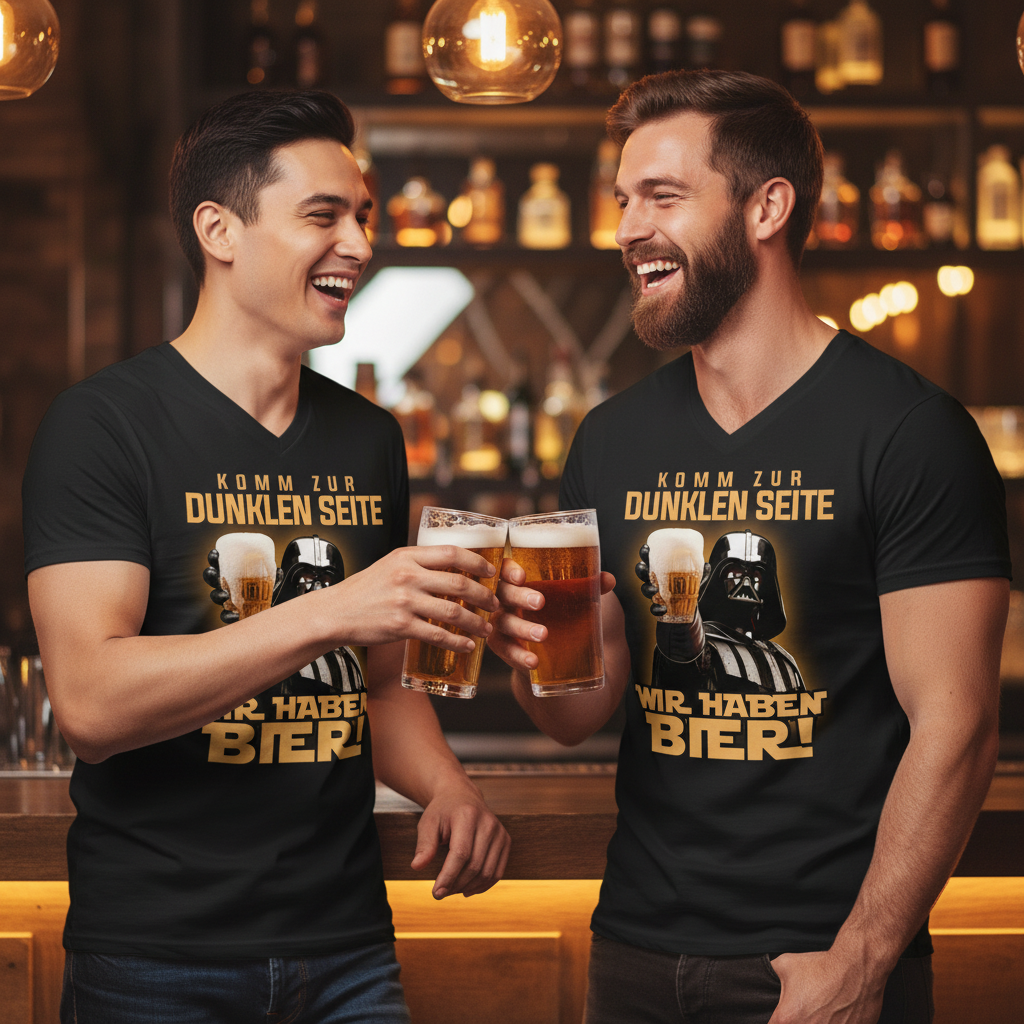 Komm zur dunklen Seite wir haben Bier Darth Vader - Herren V-Neck Shirt