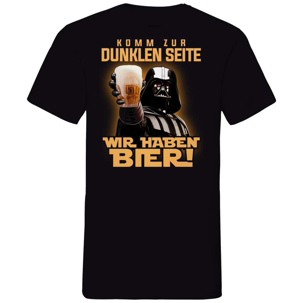 Komm zur dunklen Seite wir haben Bier Darth Vader - Herren V-Neck Shirt Black