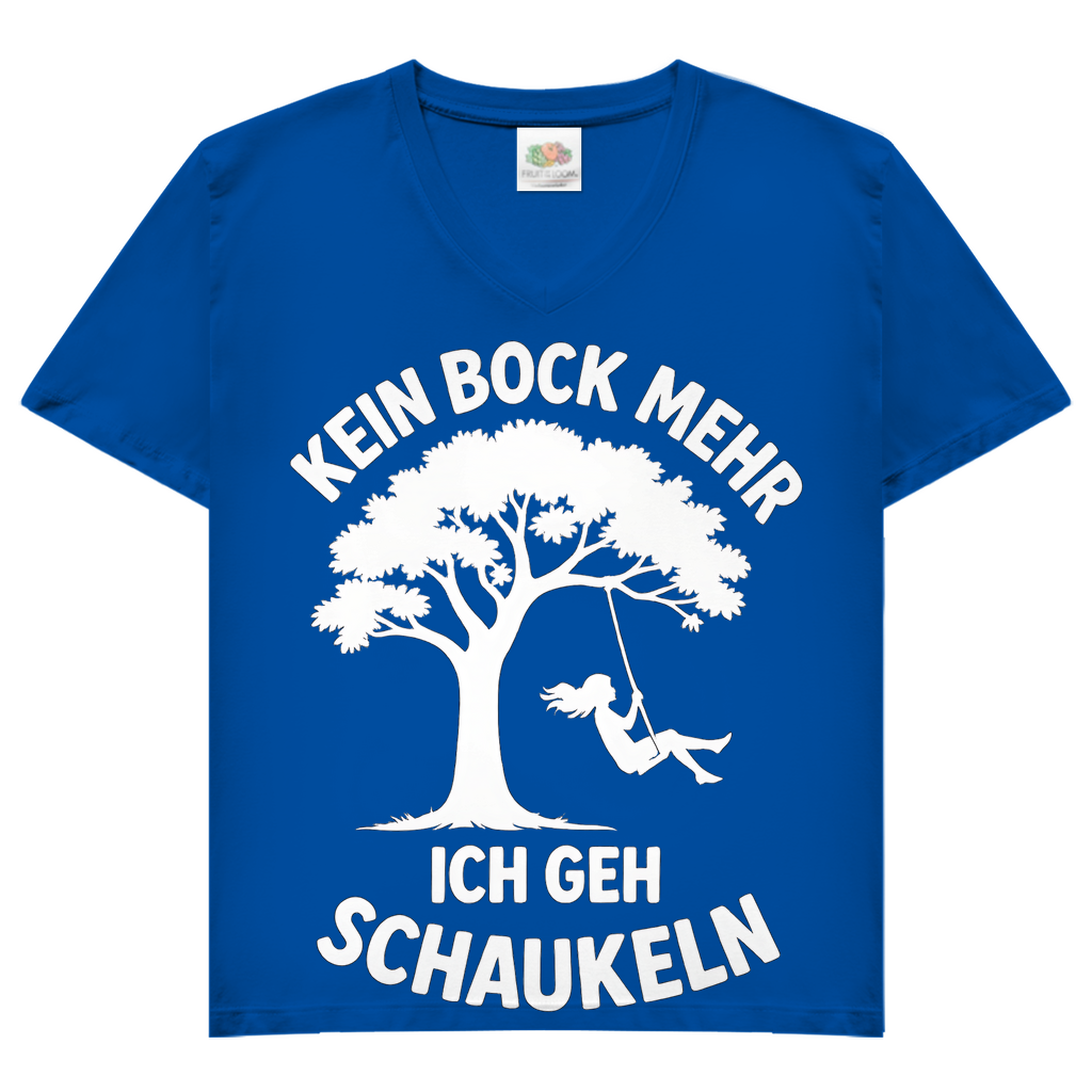 Damen V-Neck T-Shirt Kein Bock Mehr Ich Geh Schaukeln Royal Blue