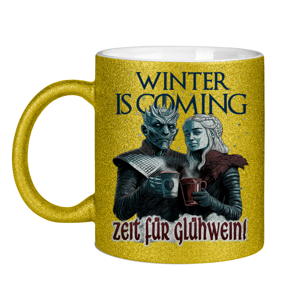 Winter is coming - Zeit für Glühwein - Glitzertasse Gold Glitter One size
