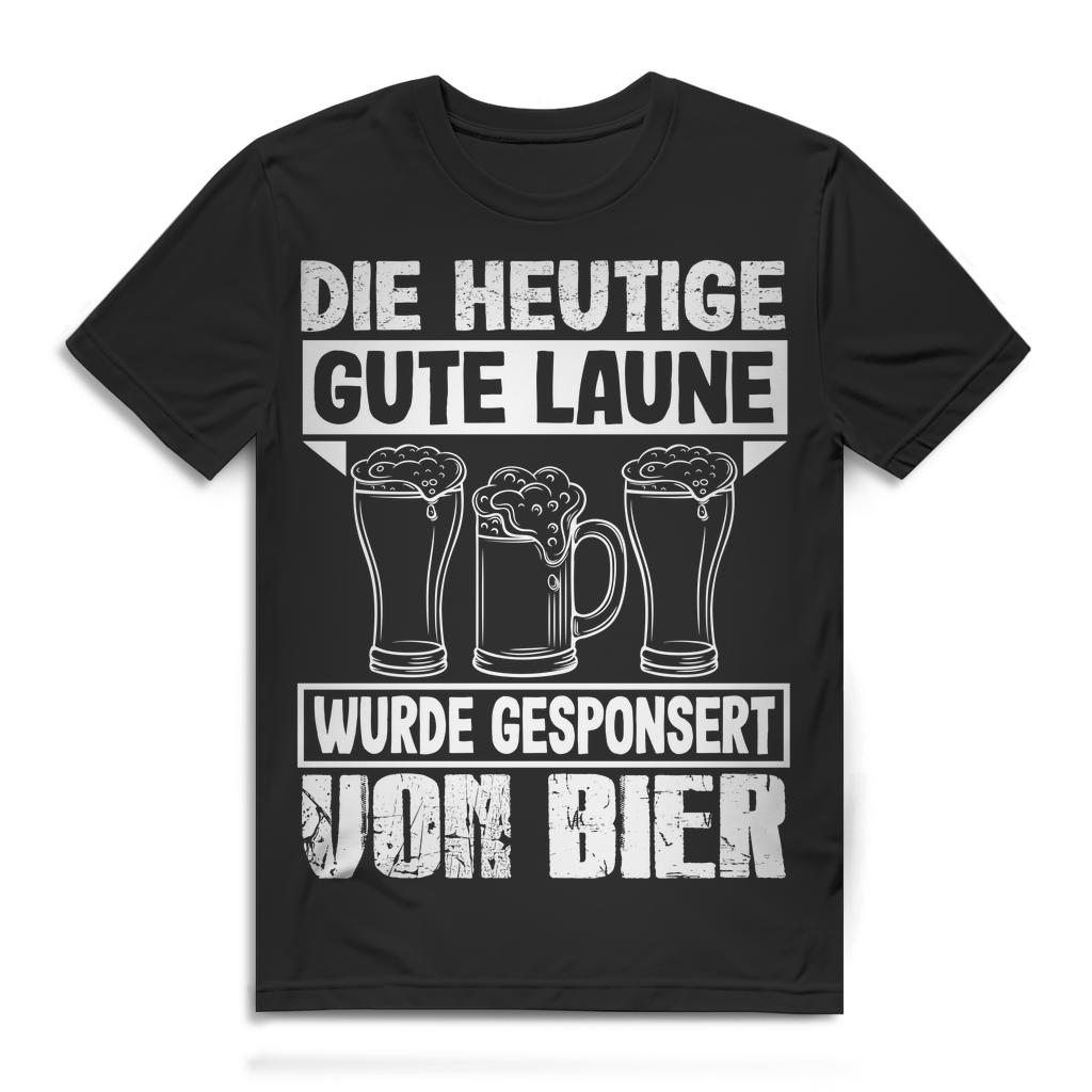Saufshirt Herren Premium Bio T-Shirt Heute gute Laune gesponsert von Bier Black