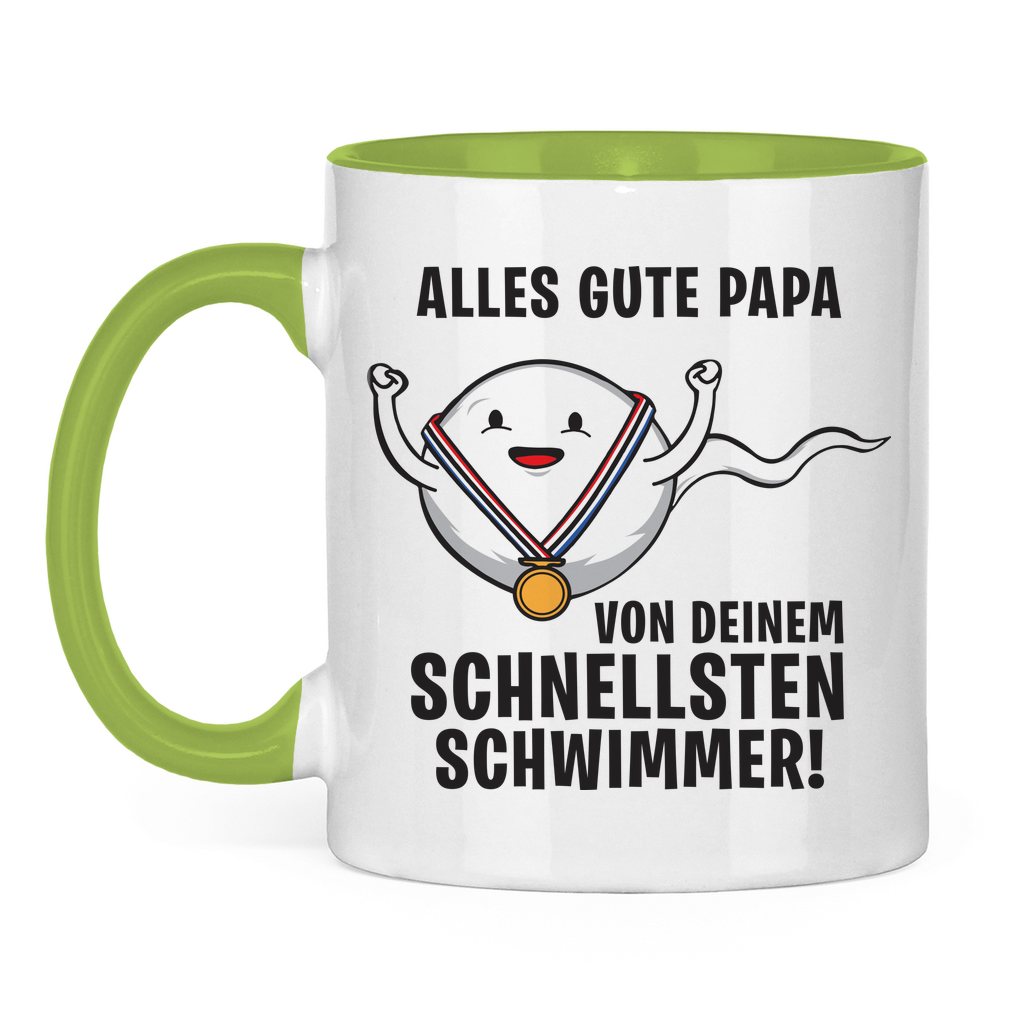 Alles gute Papa von deinem schnellsten Schwimmer! - Tasse zweifarbig Light Green