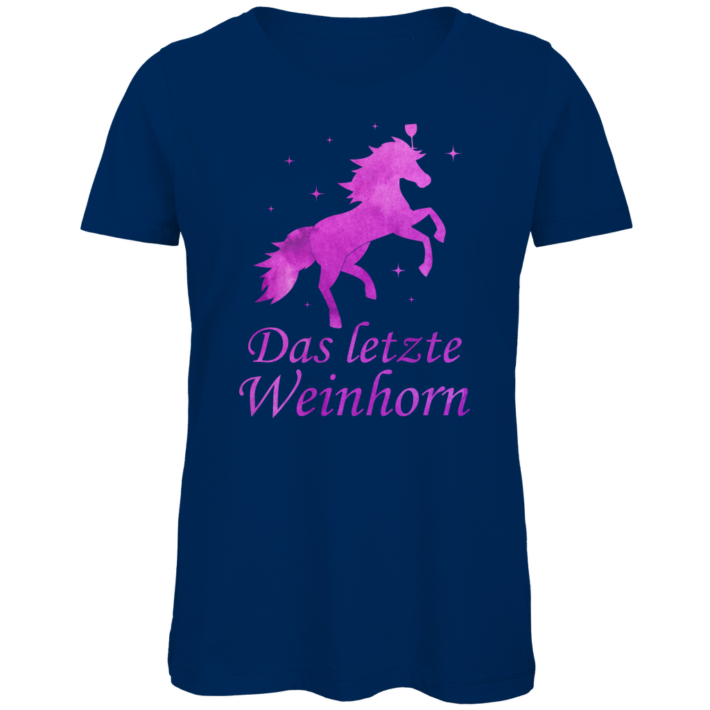 Das letzte Weinhorn - Prinzessin Aquarell - Damen Premium Bio T-Shirt Navy