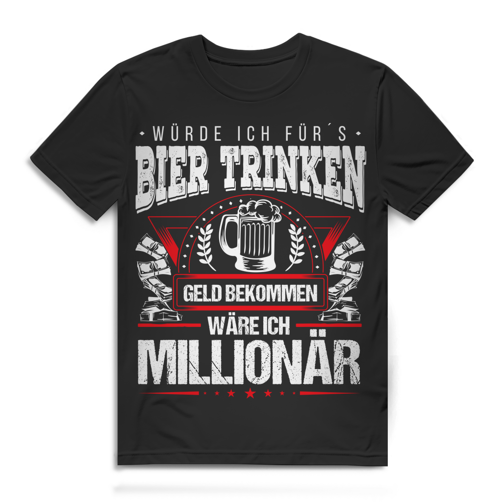 Bier Shirt Männer – Wenn Bier trinken bezahlt würde, wär ich Millionär Black