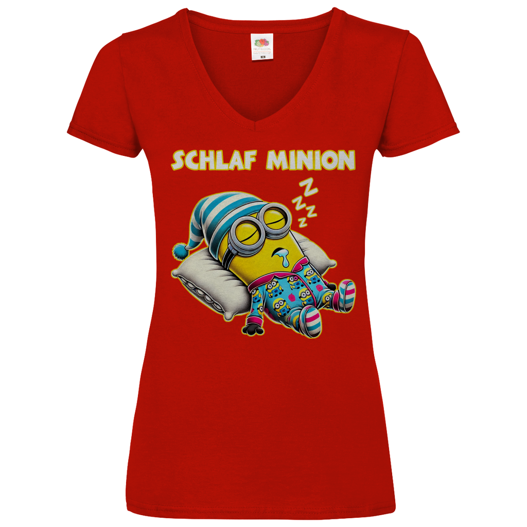 Schlaf Minion - V-Neck Damenshirt