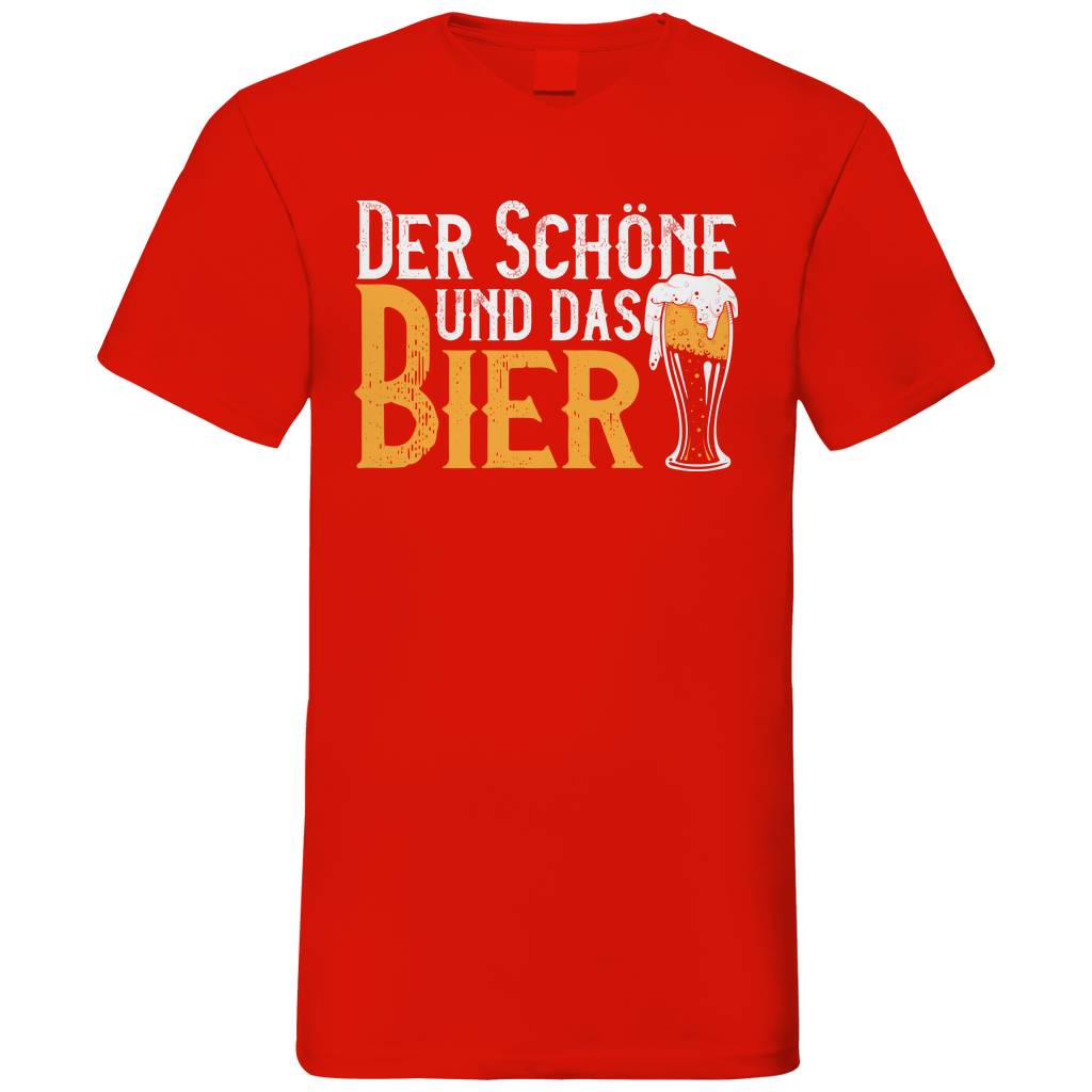 Der Schöne und das Bier - Herren V-Neck Shirt Red