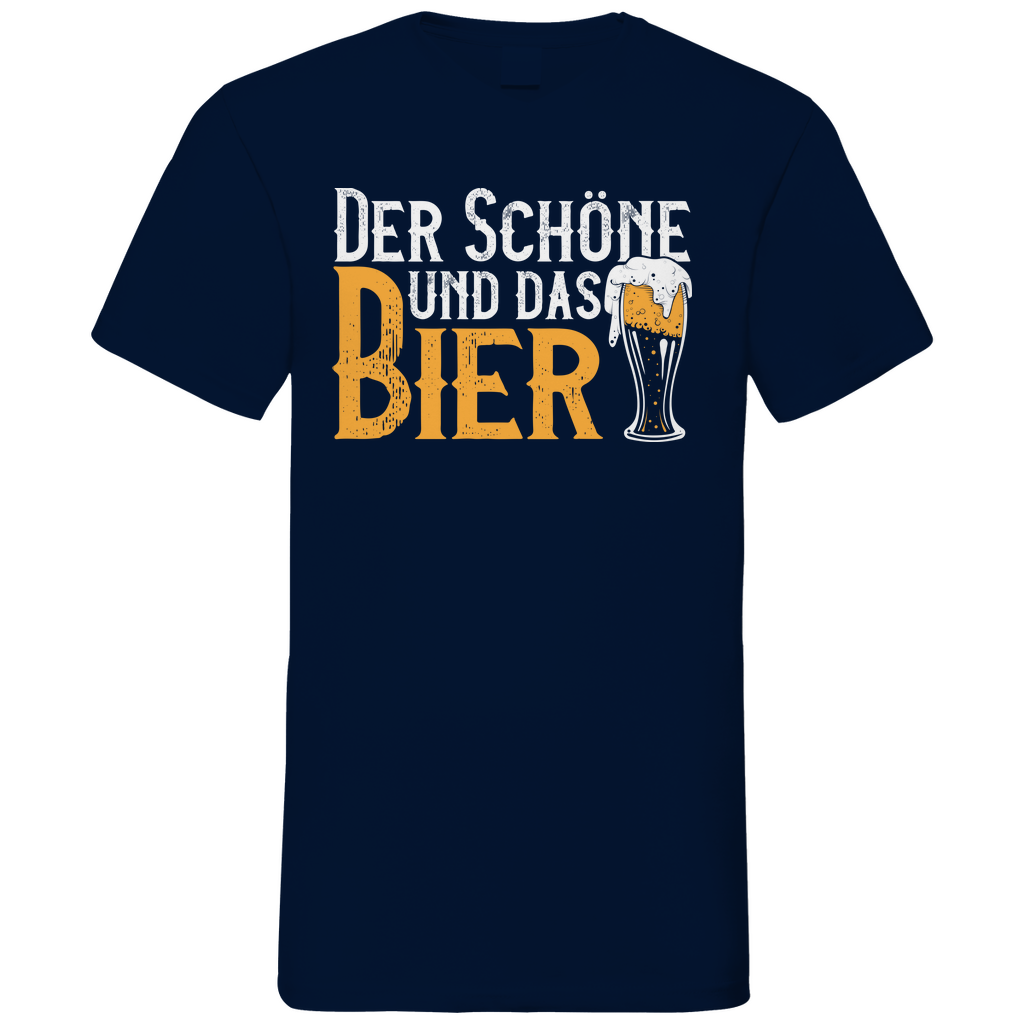 Der Schöne und das Bier - Herren V-Neck Shirt Navy