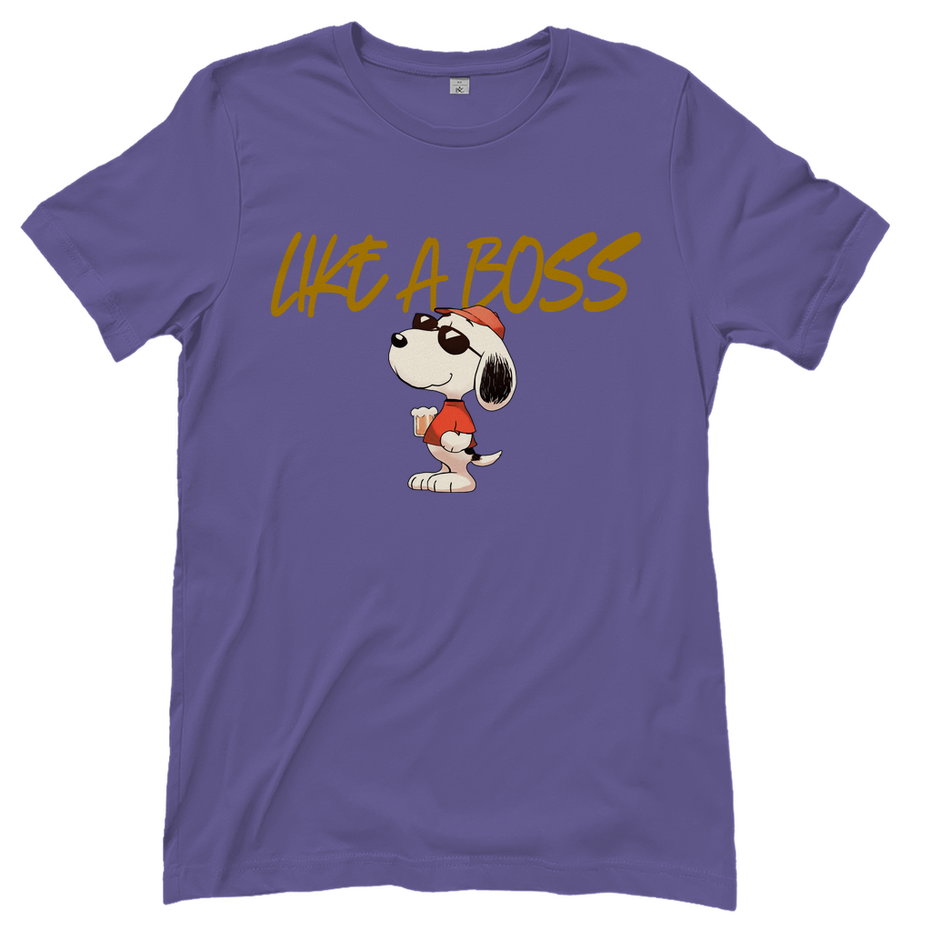 Peanuts Snoopy mit Bier Like a Boss - Damenshirt Millennial Lilac