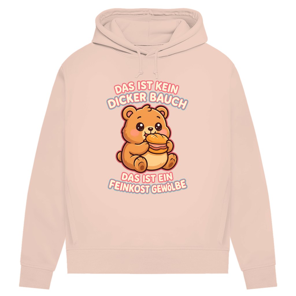 Damen Premium Bio Hoodie Das Ist Kein Dicker Bauch Das Ist Ein Feinkost Gewölbe Teddybär Soft Rose