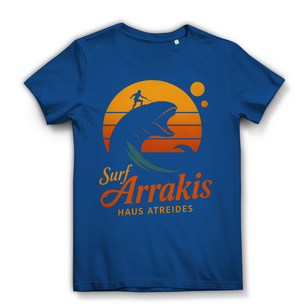 Surf Arrakis Sandwurm Retro Vintage Dune Haus Atreides - Damen Premium Bio T-Shirt Royal Blue