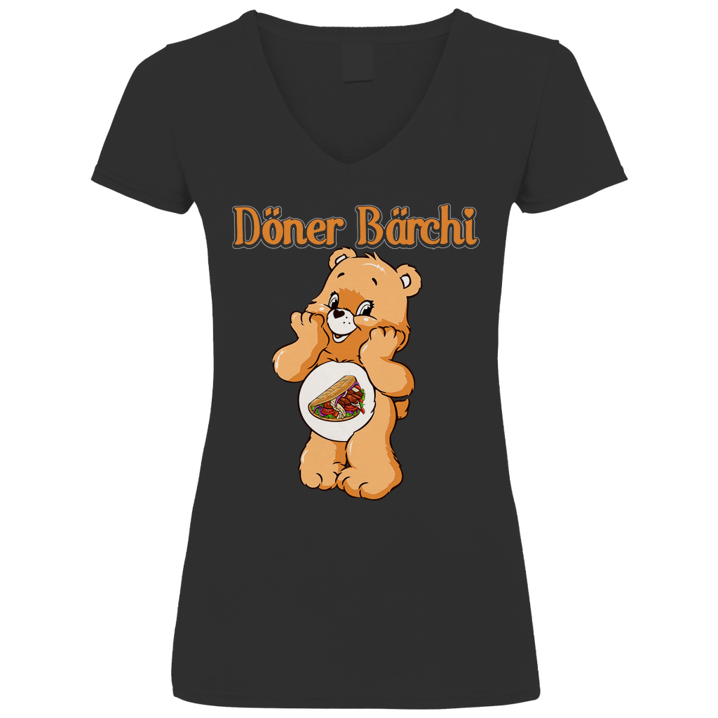 Döner Bärchi - Glücksbärchi - V-Neck Damenshirt Black