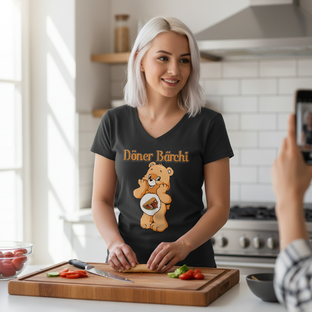 Döner Bärchi - Glücksbärchi - V-Neck Damenshirt