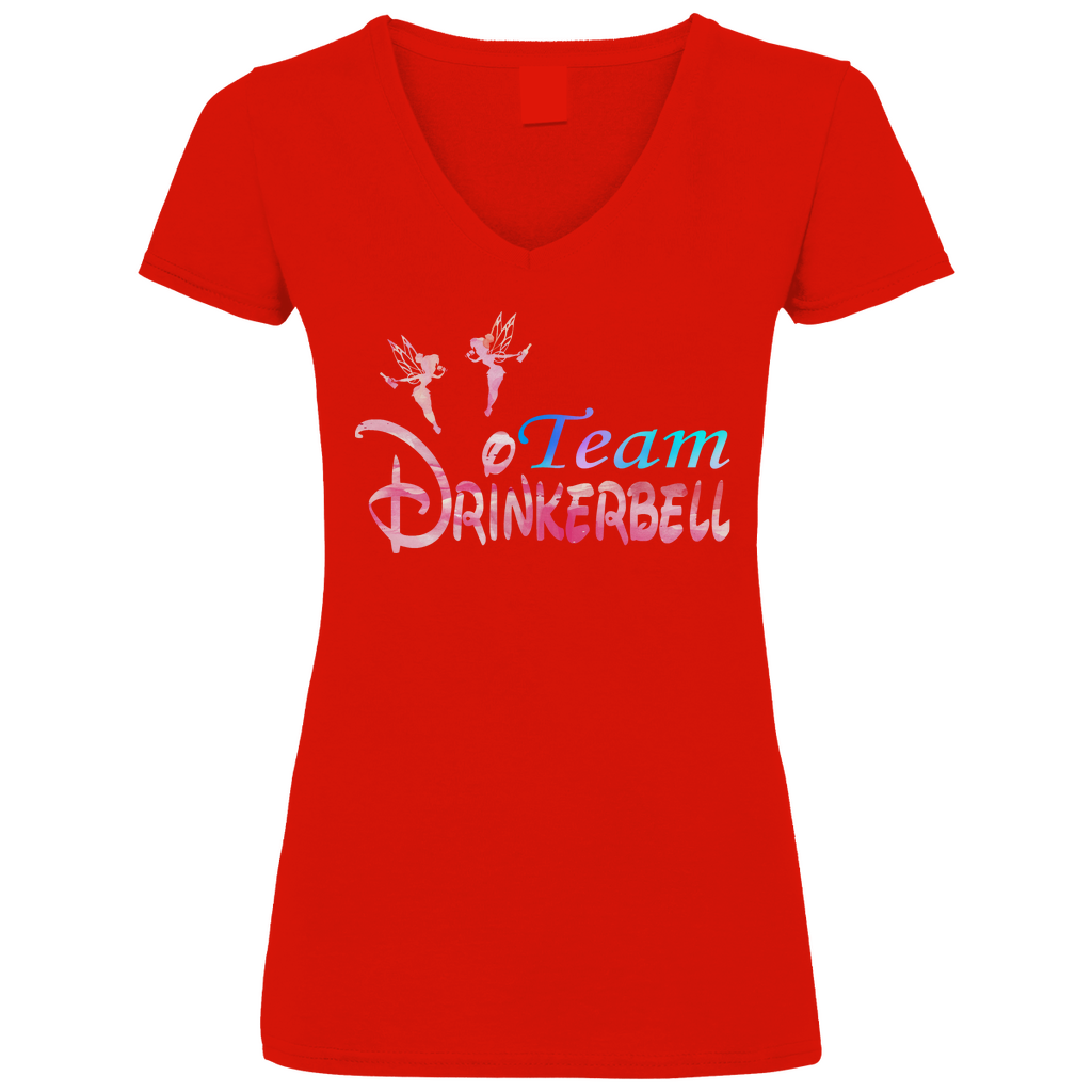 Team Drinkerbell - V-Neck Damenshirt Red XL