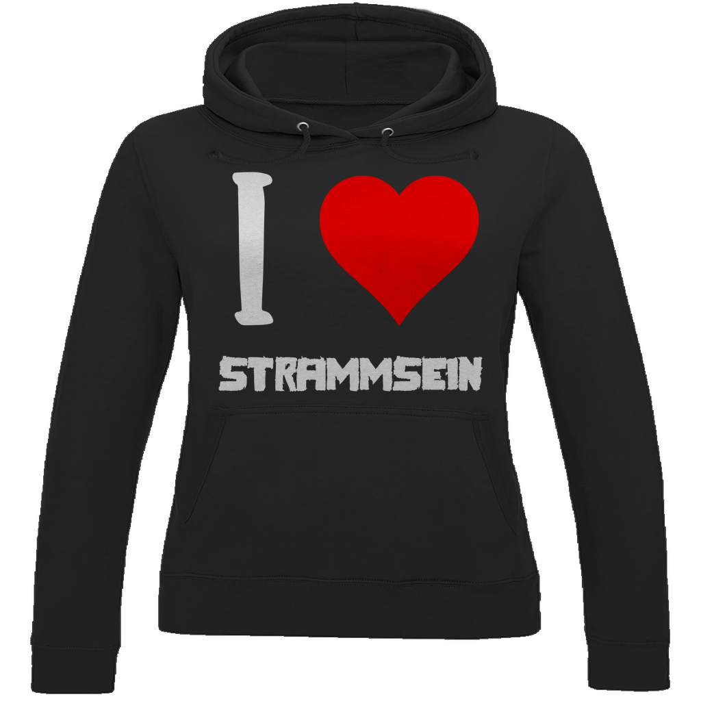 I love Strammsein - Damen Hoodie Jet Black