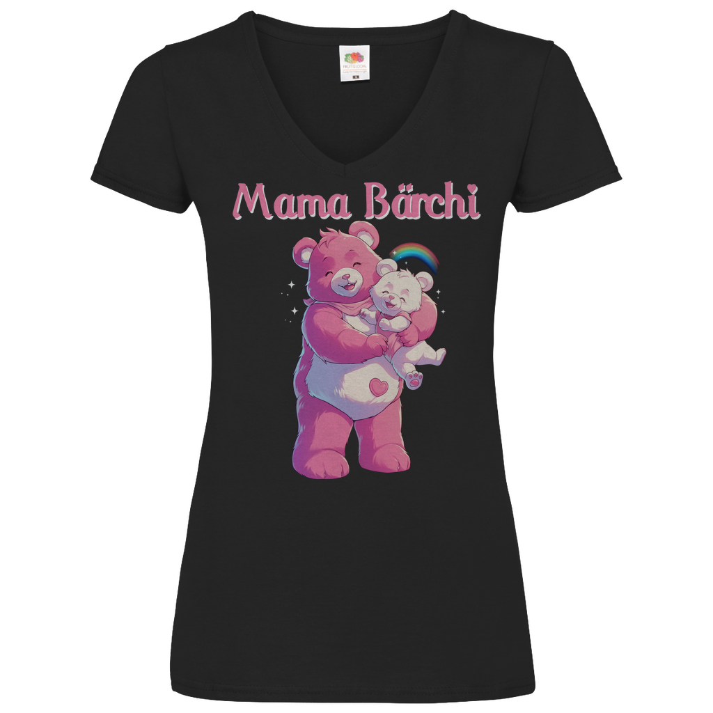 Mama Bärchi - Glücksbärchi - V-Neck Damenshirt Black