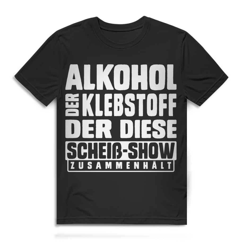 Herren T-Shirt Alkohol der Klebstoff der alles zusammenhält Bio Baumwolle Black