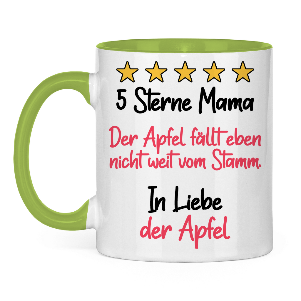 5 Sterne Mama in liebe der Apfel - Tasse zweifarbig Light Green