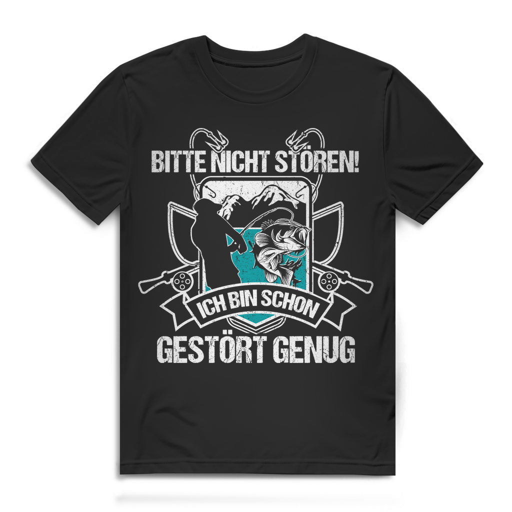 Herren T-Shirt Bitte nicht stören ich bin schon gestört genug Angler Black