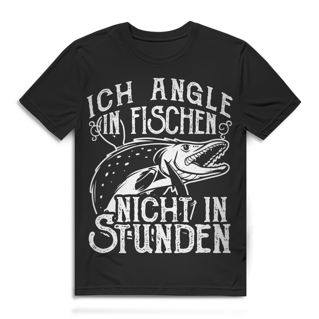 Herren T-Shirt Ich angle in Fischen nicht in Stunden Angler Shirt Black