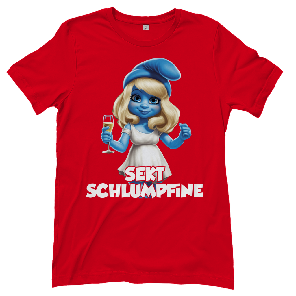 Sekt Schlumpfine Grafik - Damenshirt Red