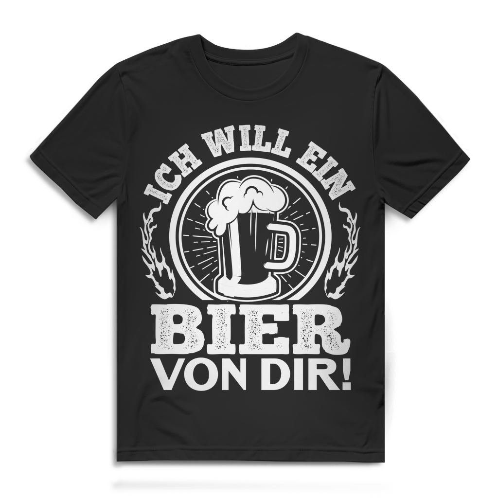 Bio Herren Shirt Ich will ein Bier von dir! Geschenk für Biertrinker Männer Black
