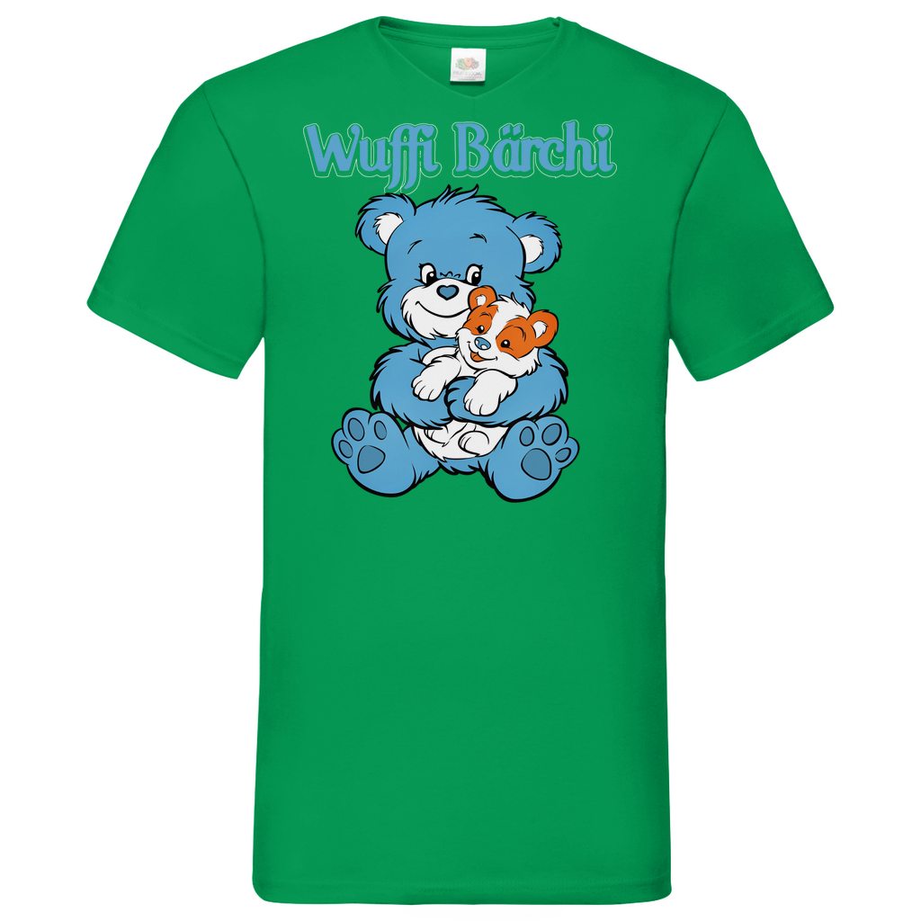Wuffi Bärchi - Glücksbärchi - Herren V-Neck Shirt Kelly Green