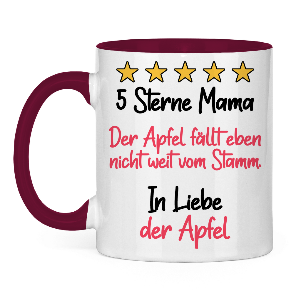 5 Sterne Mama in liebe der Apfel - Tasse zweifarbig Burgundy