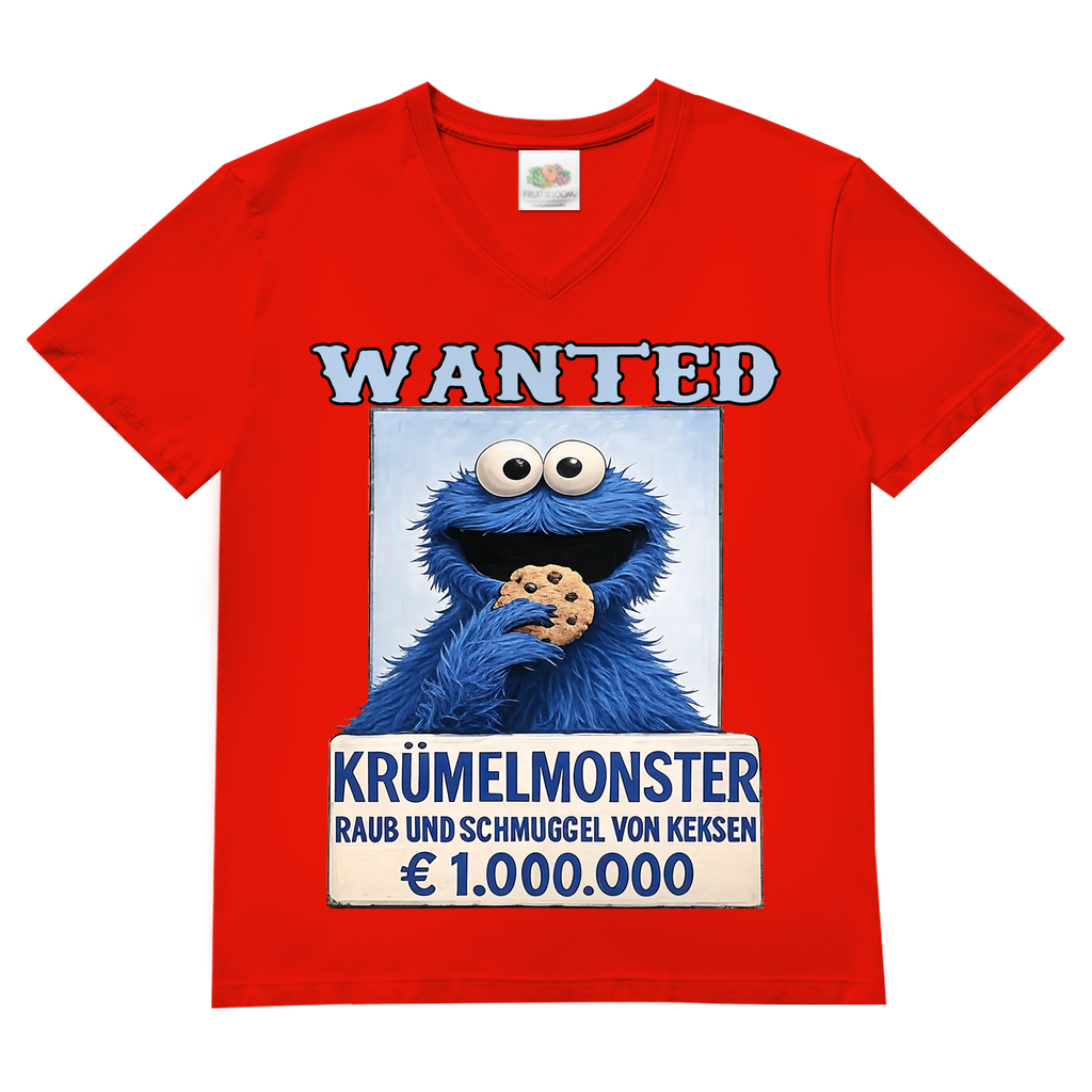 Wanted Krümelmonster Raub und Schmuggel von Keksen - Herren V-Neck T-Shirt Red