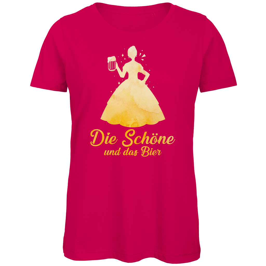 Die schöne und das Bier - Prinzessin Aquarell - Damen Premium Bio T-Shirt Fuchsia