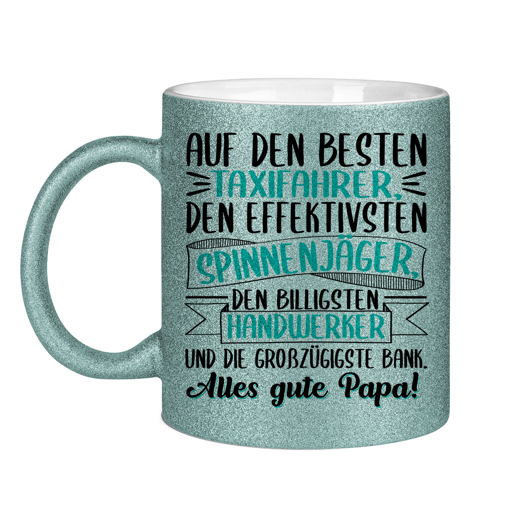 Auf den besten. Alles gute Papa! - Glitzertasse Light Blue Glitter One size