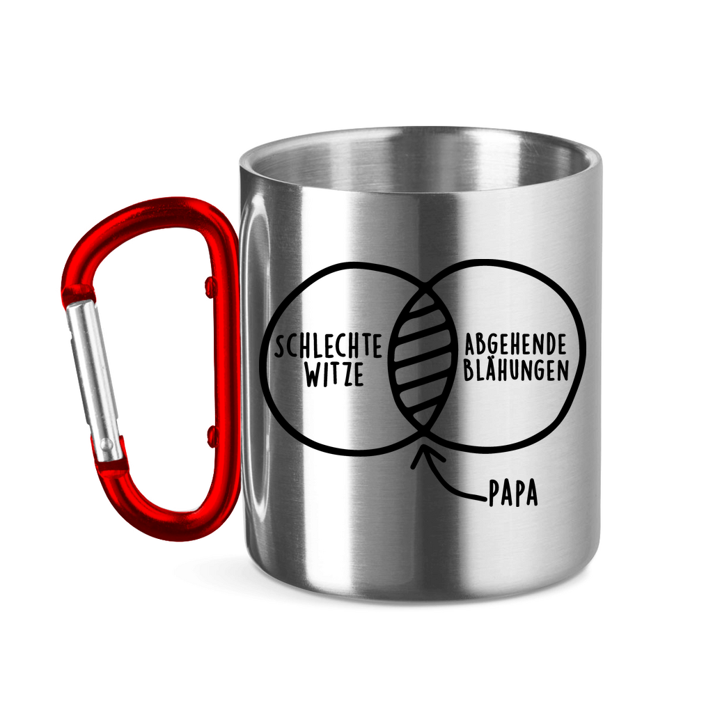Papa schlechte Witze abgehende Blähungen - Edelstahltasse mit Karabinergriff Red 11 oz.