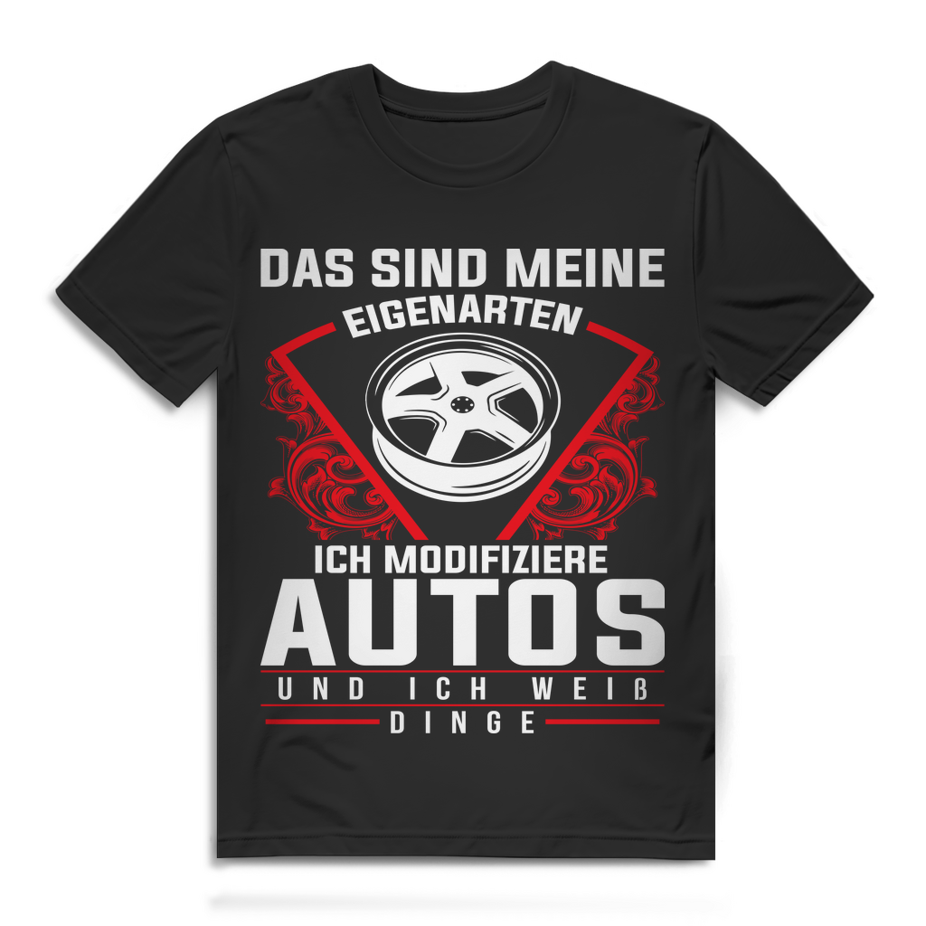 Auto Tuning Shirt Herren – Ich modifiziere Autos & weiß Dinge – Spruch T-Shirt Black