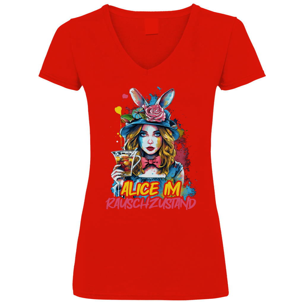 Alice im Rauschzustand Bunt - V-Neck Damenshirt