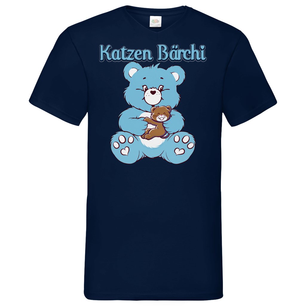 Katzen Bärchi - Glücksbärchi - Herren V-Neck Shirt Navy