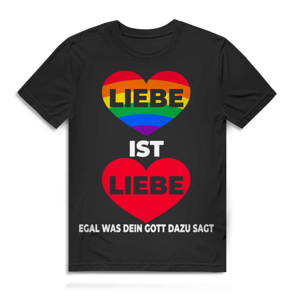 Liebe ist Liebe Herren Shirt LGBT Regenbogen Equality Pride Gott Religion Spruch Black