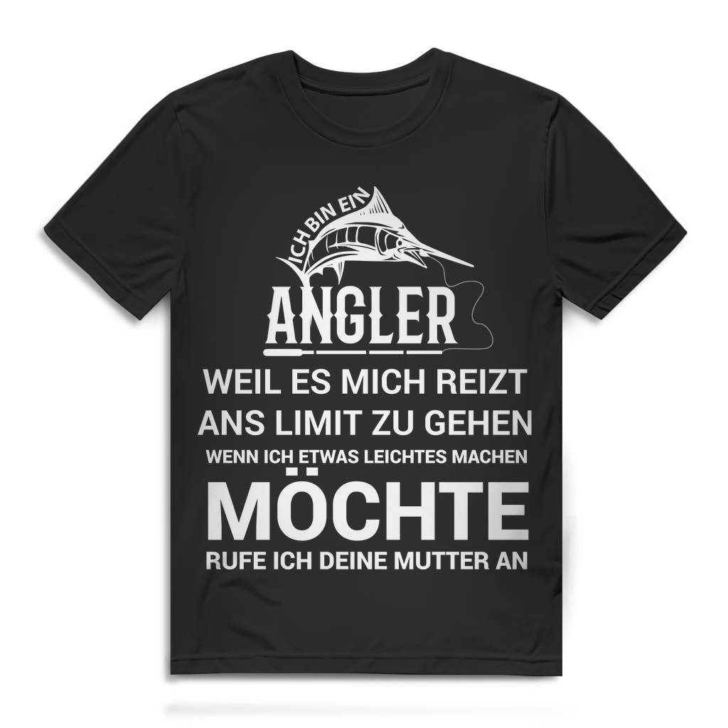 Herren T-Shirt Ich bin ein Angler weil es mich reizt ans Limit zu gehen Black