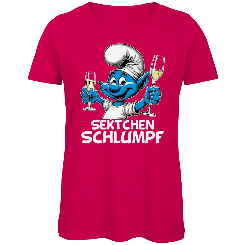 Sektchen Schlumpf Grafik - Damen Premium Bio T-Shirt Fuchsia